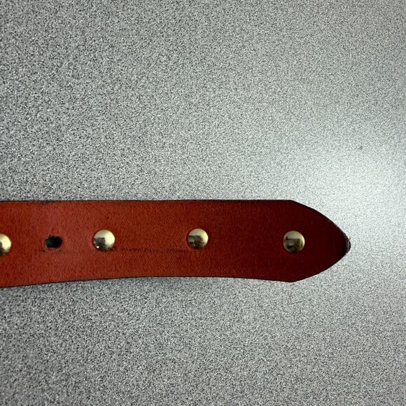 Anne Klein Lion Leather Belt Womens Red Gold Medallion 90s Metal 1" Animals - Picture 9 of 9